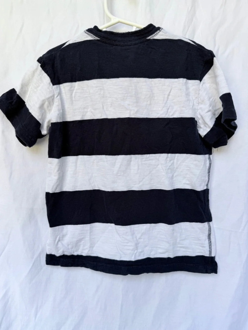 GAP Black & White Striped Henley Tee - Short Sleeve Kids